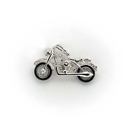 Appraisal: Diamond and Black Onyx Motorcycle Brooch Estimate -