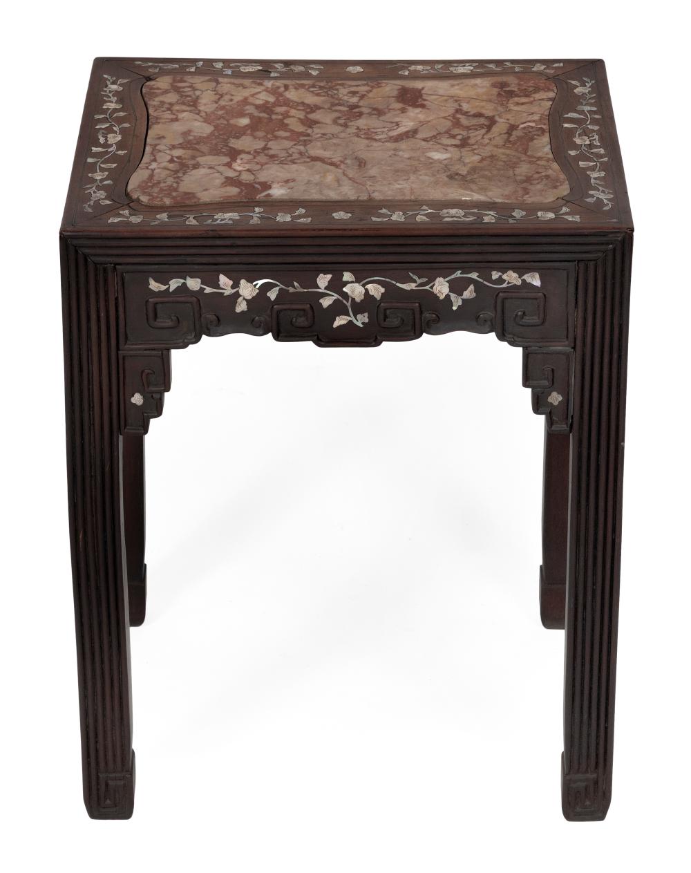 Appraisal: CHINESE INLAID ROSEWOOD STAND LATE TH CENTURY HEIGHT TOP X