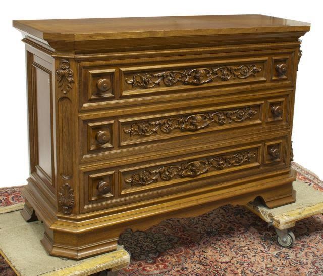 Appraisal: Italian Renaissance style walnut commode late th c three drawers