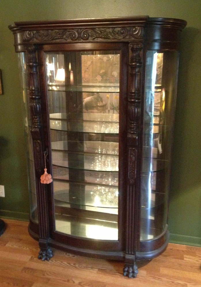 Appraisal: - Victorian Oak Bow Front China Cabinet Victorian bow front