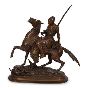 Appraisal: Paul douard Delabrierre French - Chasseur Chevalbronzesigned to baseHeight x