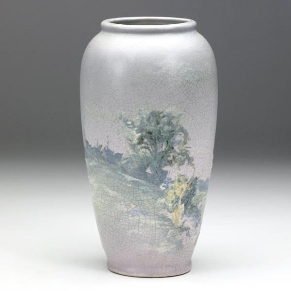 Appraisal: WELLER Hudson Scenic vase painted by Timberlake with a summer