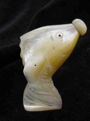 Appraisal: Chinese Snuff Bottle carved abalone figural fish decor '' excellent