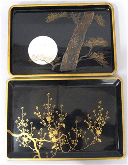 Appraisal: Four Japanese lacquered trays one signed th century The largest