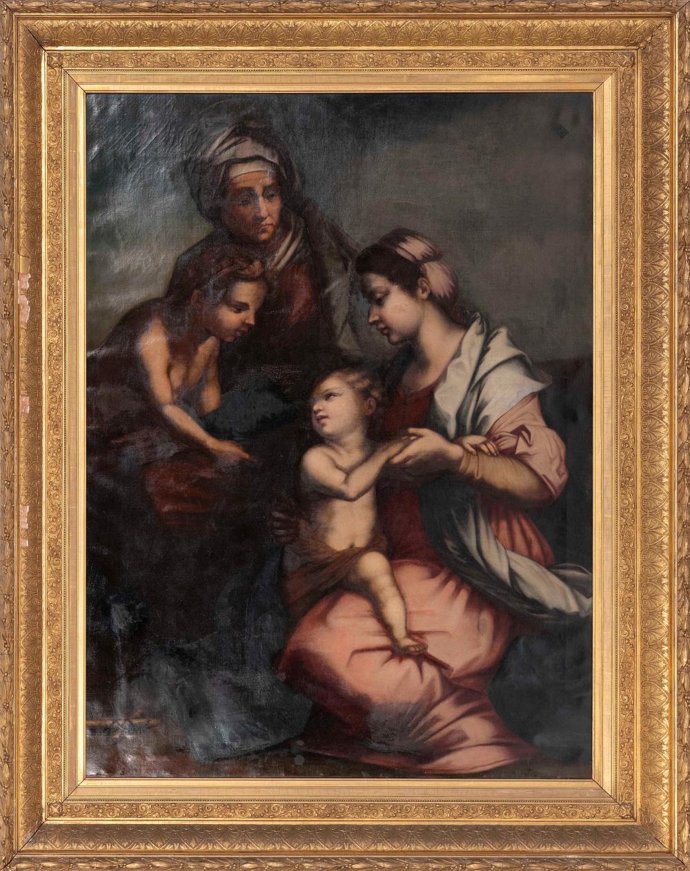 Appraisal: RELIGIOUS PAINTING AFTER ANDREA DEL SARTO'S THE HOLY FAMILY TH