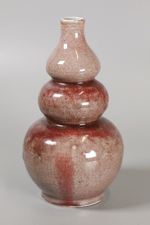 Appraisal: Chinese porcelain vase possibly th c peach bloom glazed gourd