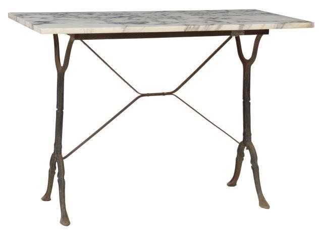 Appraisal: French Parisian bistro table early th c rectangular marble top