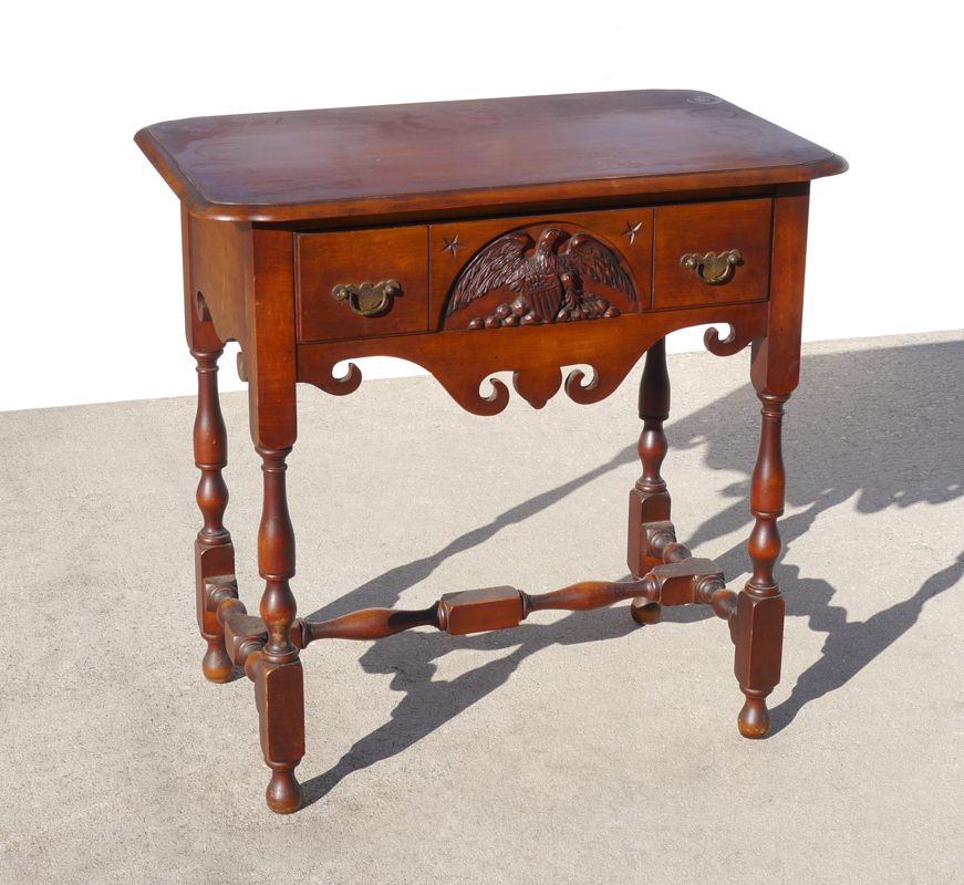 Appraisal: BERKEY GAY ''OLD IRONSIDES'' SIDE TABLE Single drawer side table