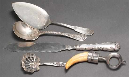 Appraisal: Five American sterling silver serving pieces th early th century