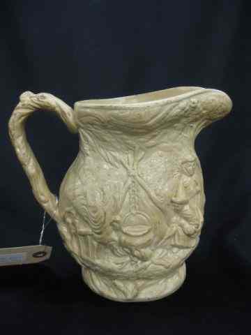 Appraisal: English Salt Glaze Pitcher bas-relief family scenes ''