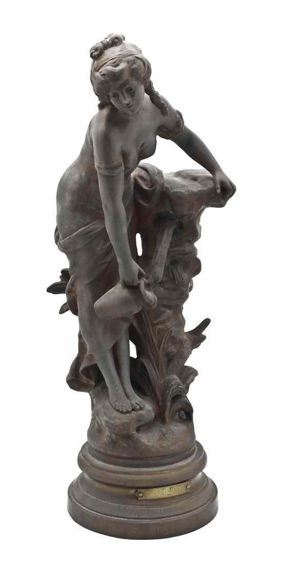 Appraisal: Auguste Louis Moreau French - A La Fontaine bronze Height