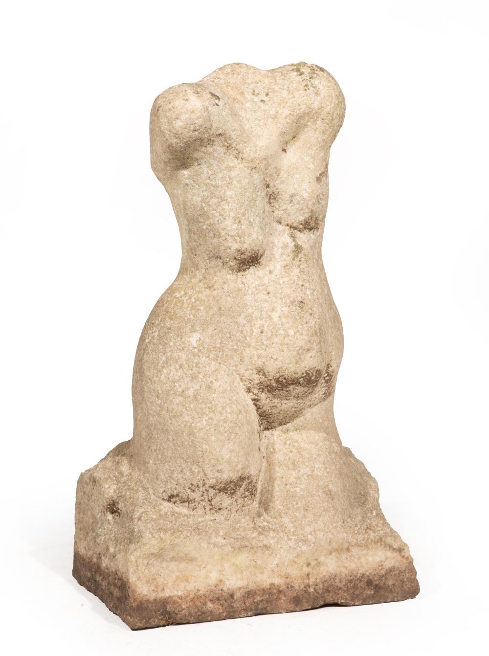 Appraisal: Carved Marble Torso of a Lady on integral plinth base