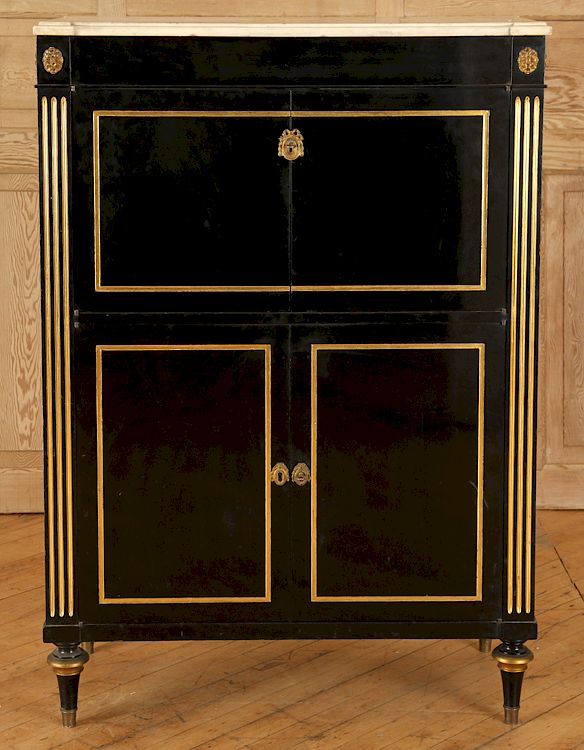 Appraisal: JANSEN DIRECTOIRE STYLE EBONIZED BAR CABINET A Jansen Directoire style