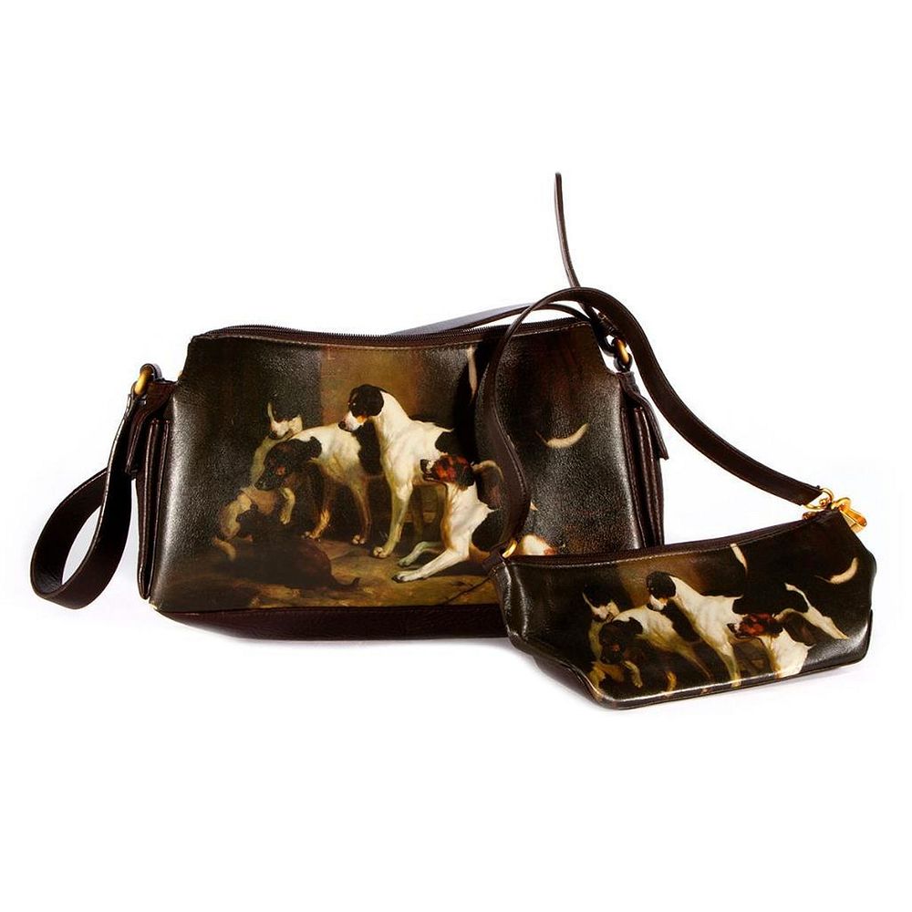 Appraisal: Two Icon Los Angeles painted leather handbags measuring x x