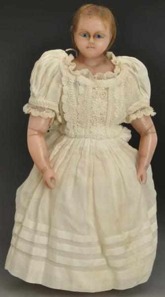 Appraisal: Petite English Poured Wax Baby Doll Unmarked turned shoulder head