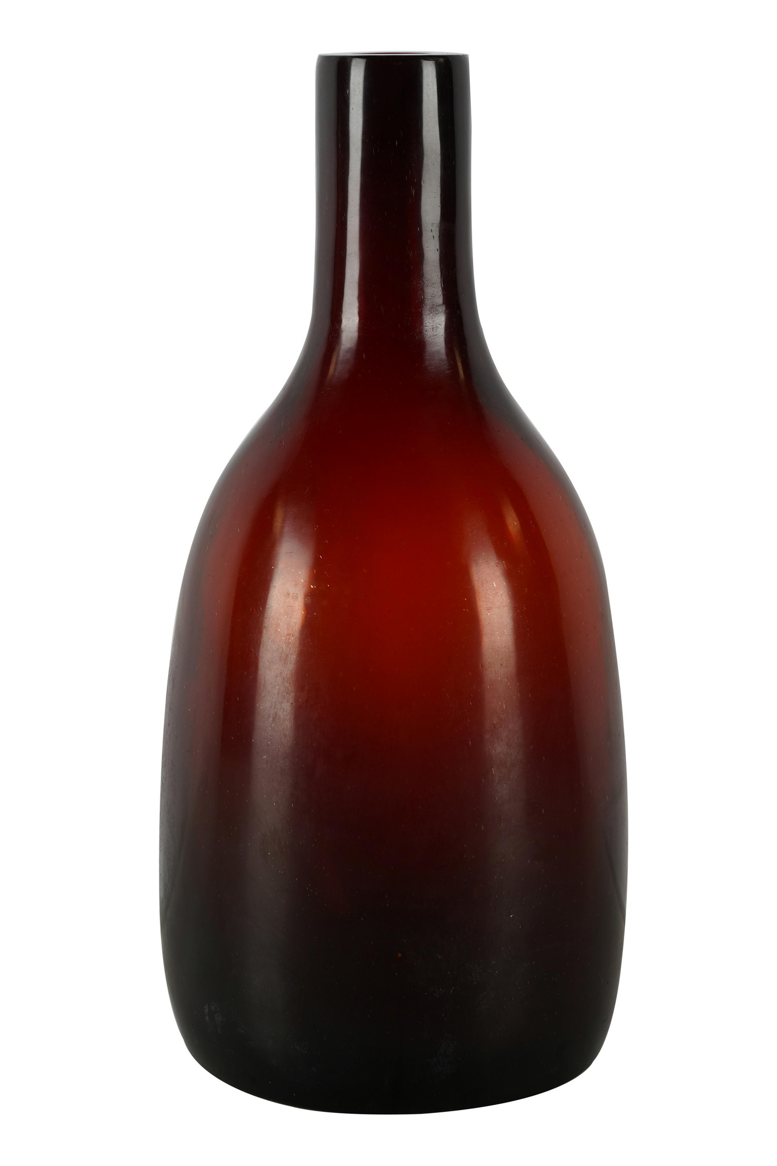 Appraisal: RED ART GLASS BOTTLE VASE with illegible etched signature to