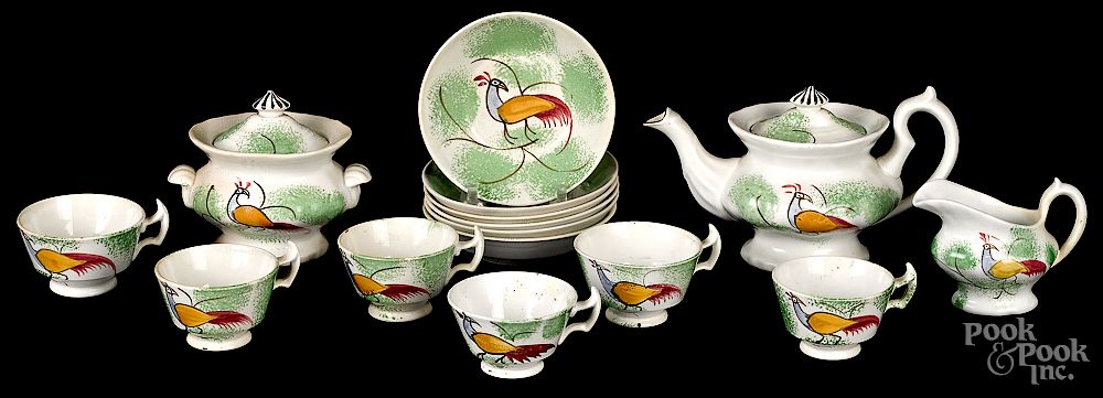 Appraisal: Miniature green spatter tea service Exclusive on Bidsquare Miniature green