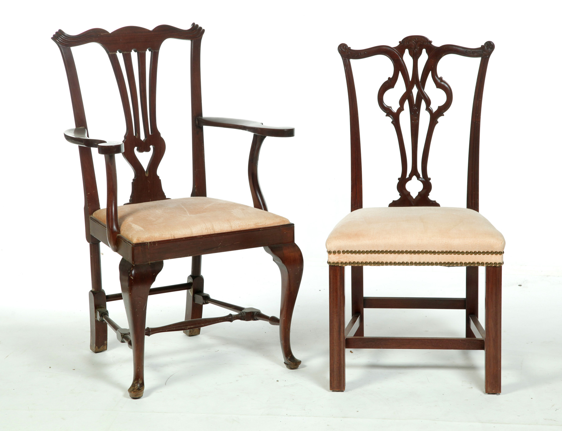 Appraisal: ASSEMBLED SET OF TEN CHIPPENDALE-STYLE CHAIRS Twentieth century mahogany Includes