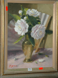 Appraisal: JENNIFER PAULL STILL LIFE CAMELLIAS AND FAN OIL ON CANVAS