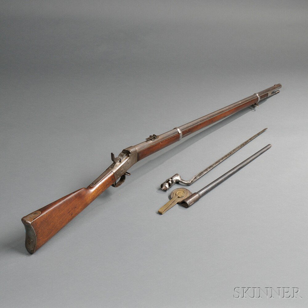 Appraisal: Springfield Model Rolling Block Rifle with Bayonet and Scabbard c