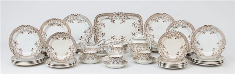 Appraisal: ENGLISH BROWN TRANSFER PRINTED PART DINNER SERVICE IN THE 'FOLEY'