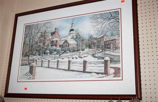 Appraisal: N P Santoleri Annapolis State House in Winter color lithograph