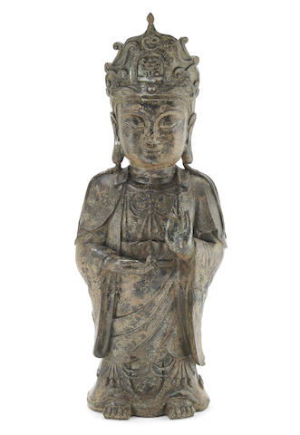 Appraisal: A massive bronze figure of Guanyin The Bodhisattva of Mercy