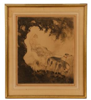 Appraisal: Louis Icart Gust of Wind Etching Aquatint Louis Icart French