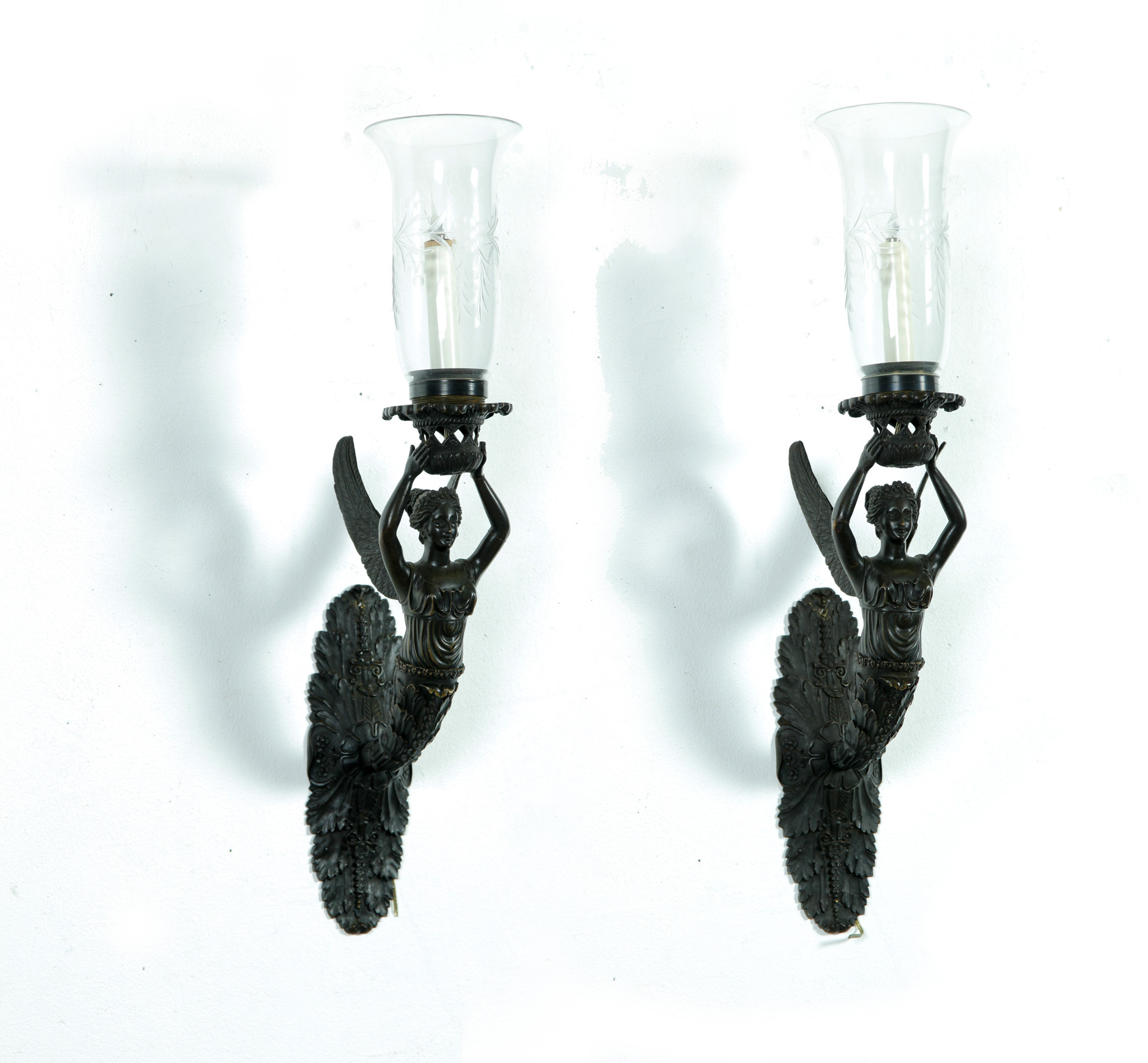 Appraisal: PAIR OF FIGURAL WALL SCONCES European st quarter- th century