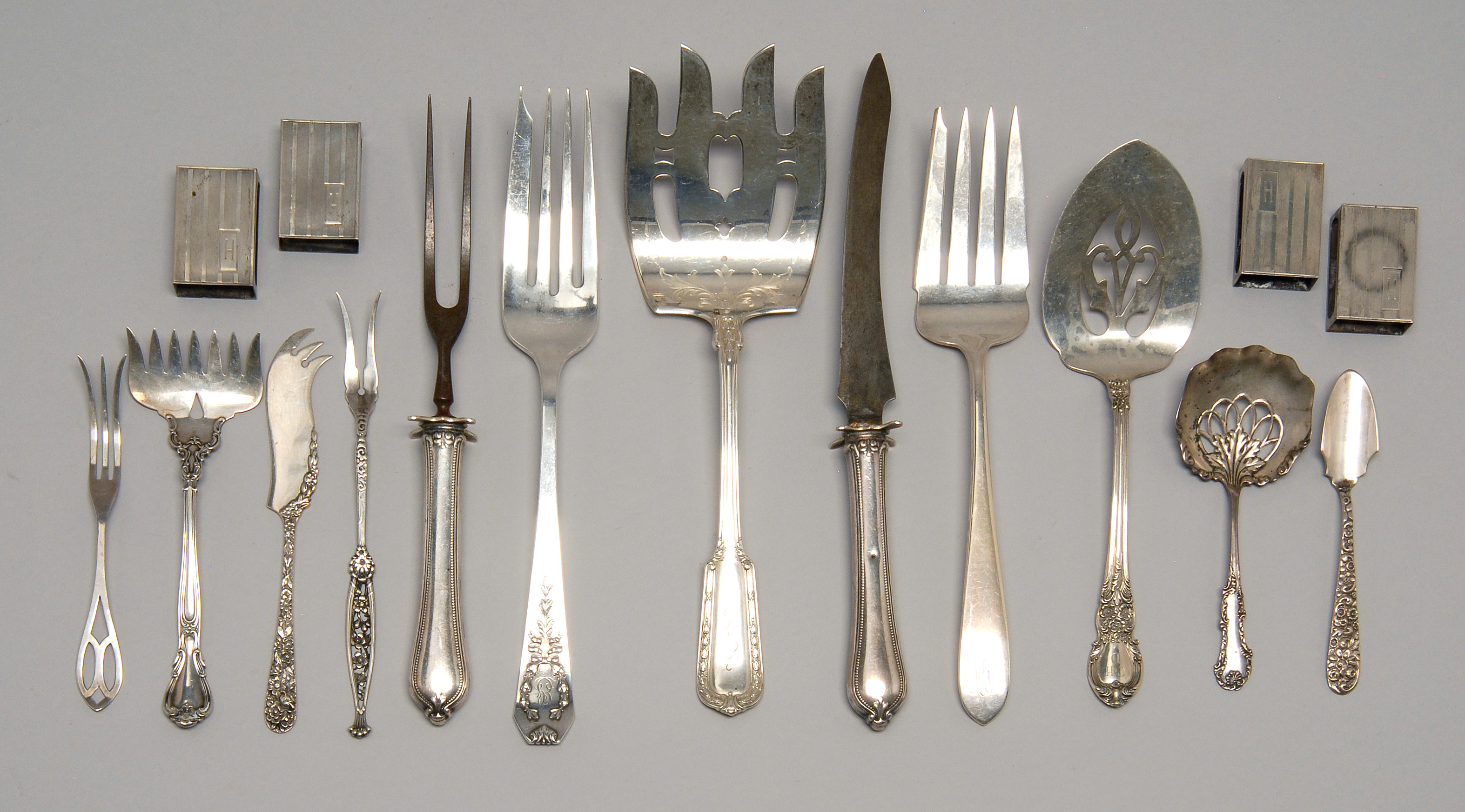 Appraisal: SIXTEEN PIECES OF AMERICAN STERLING SILVER FLATWARE Gorham Chantilly sardine