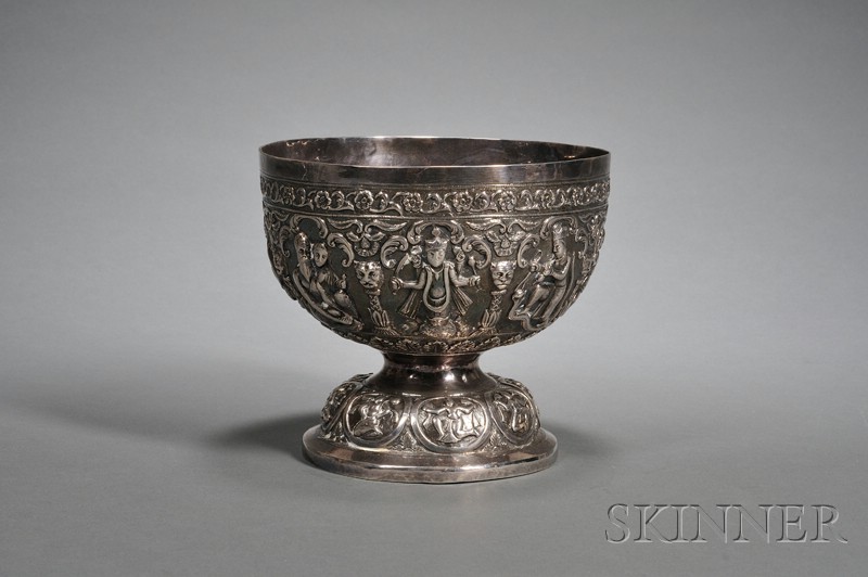 Appraisal: Indian Silver Footed Bowl late th early th century the