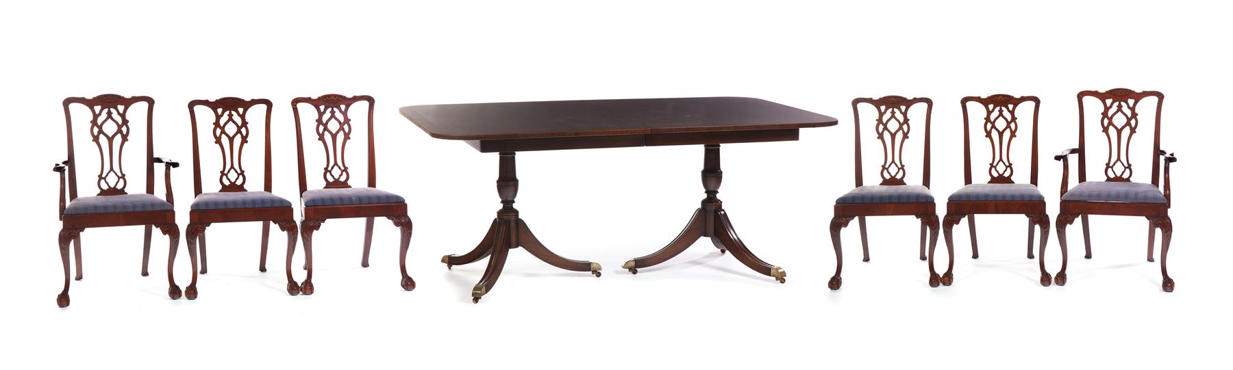 Appraisal: AMERICAN DINING TABLE AND SIX CHAIRS Second half- th century