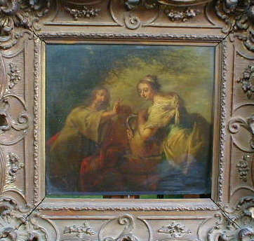 Appraisal: thC School Jesus and woman of Samaria oil on panel