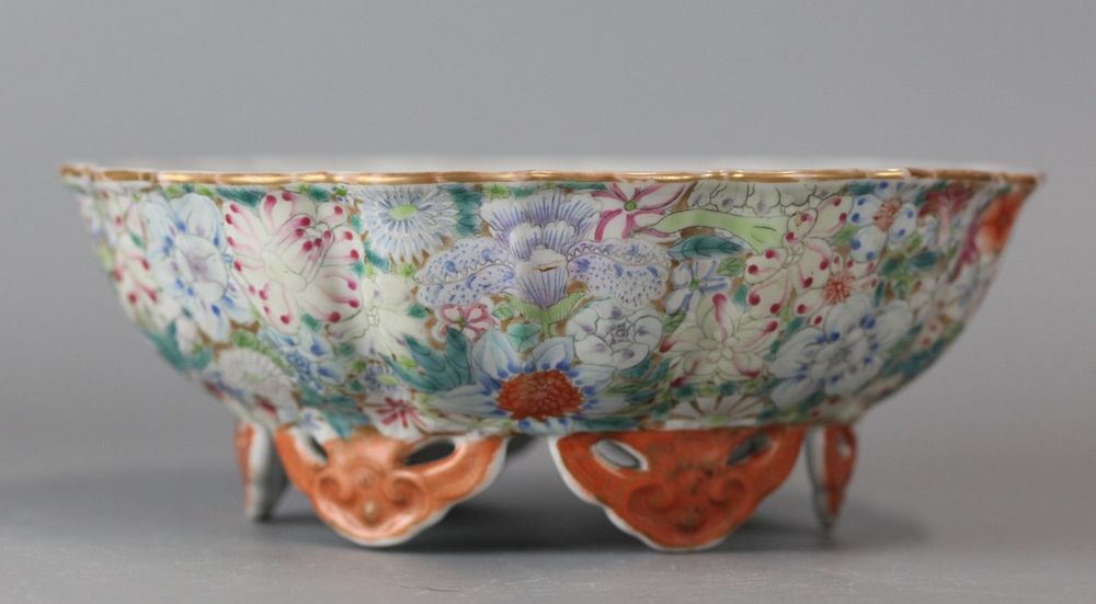 Appraisal: Chinese multicolor porcelain bowl possibly th c floral motif in