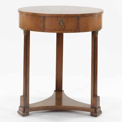 Appraisal: A Circular Empire Style Wood Table Modern Medium light wood