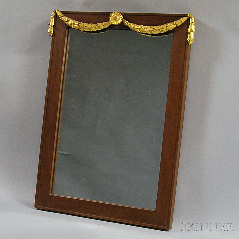 Appraisal: Rectangular Walnut and Giltwood Mirror th century with gilt swags