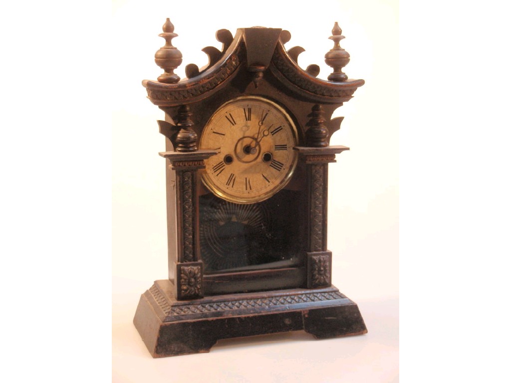 Appraisal: A Junghans ebonised mantel clock cm high