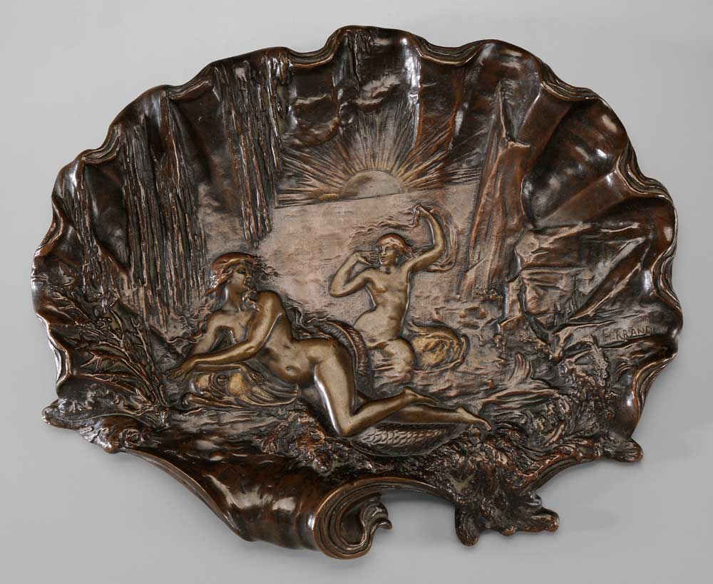 Appraisal: Bronze Shell Tray French late th early th century two