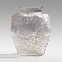 Appraisal: Lalique DOMREMY VASE France c cased frosted glass h dia