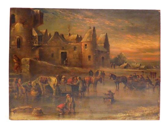 Appraisal: th th C Dutch School oil on panel genre scene