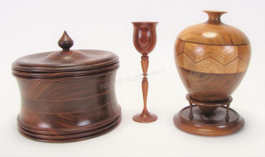 Appraisal: Group of Tom Webster Wooden Vessels three beautiful hand turned