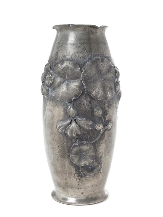 Appraisal: Sale Lot A French Art Nouveau Pewter Vase albert chezal