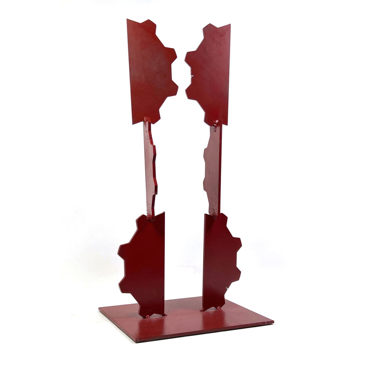 Appraisal: JOE SELTZER Sculpture Red Facing Towers - Six partial gears