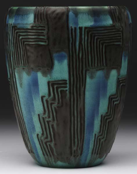 Appraisal: ROOKWOOD Later Mat Mat Moderne flaring vase by Wilhelmine Rehm