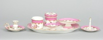 Appraisal: Coalport China Dresser Set Pink porcelain vanity set of seven