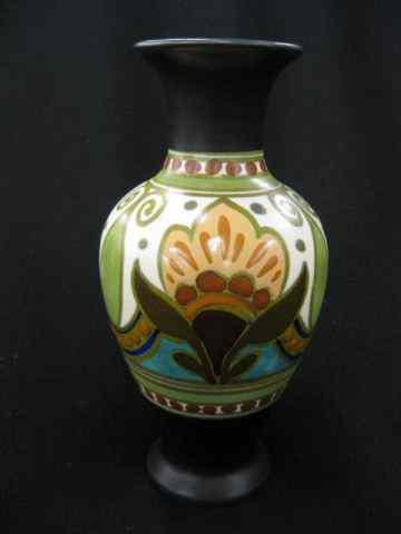 Appraisal: Gouda Dutch Pottery Vase stylized floral '' signed