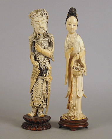 Appraisal: Two Chinese elephant ivory figures early th century Both of