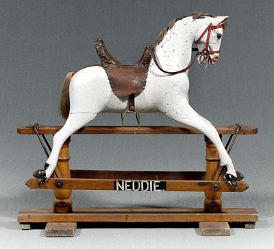 Appraisal: Finely carved rocking horse white painted horse with wool mane