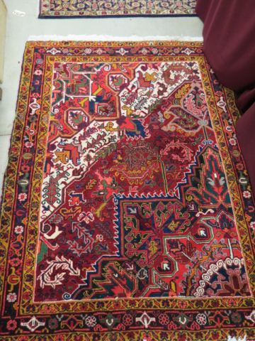 Appraisal: Heriz Persian Handmade Rug interesting designs rich colors ' x