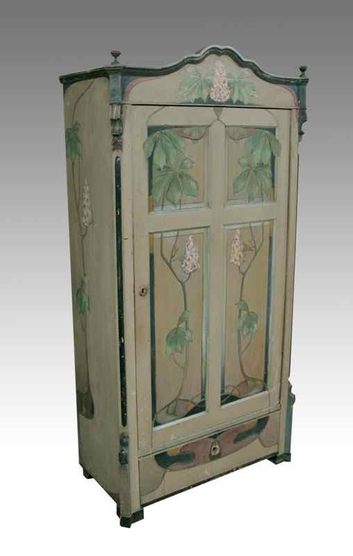 Appraisal: th C AUSTRIAN PAINT DECORATED CABINET Worn painted finish with